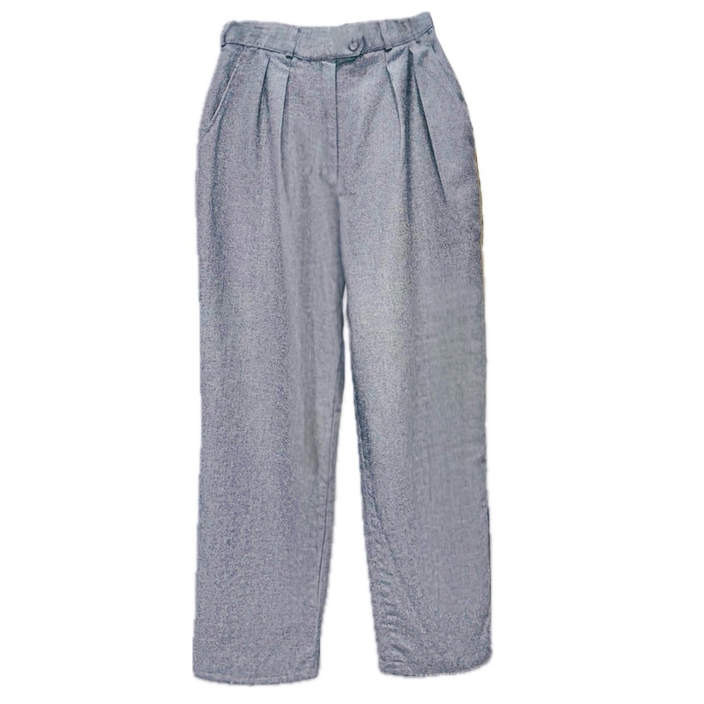 👖🏢 JACOBSON’S Vintage 70s High-Waist Pleated Merino Wool Trousers | Gray Sz 16